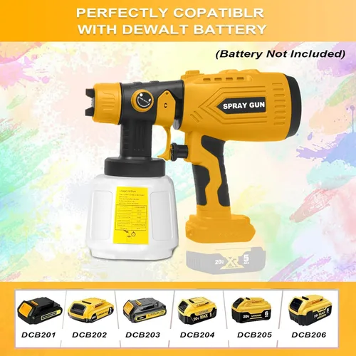 Miniatura 8 de Pulverizador de pintura inalámbrico para batería Dewalt de 20 V (batería no incluida), pistola de pintura eléctrica con 4 boquillas de cobre y 3