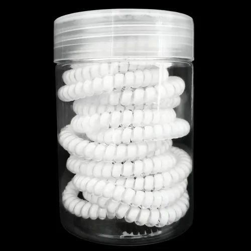 Miniatura 2 de 15 lazos para el cabello en espiral, sin pliegues, cable de teléfono, bobinas de plástico para el cabello en blanco
