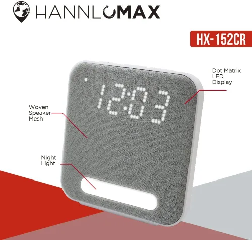 Miniatura 3 de HANNLOMAX Radio despertador HX-152CR, radio PLL AM/FM, reloj digital con alarma doble, luz nocturna. (gris)