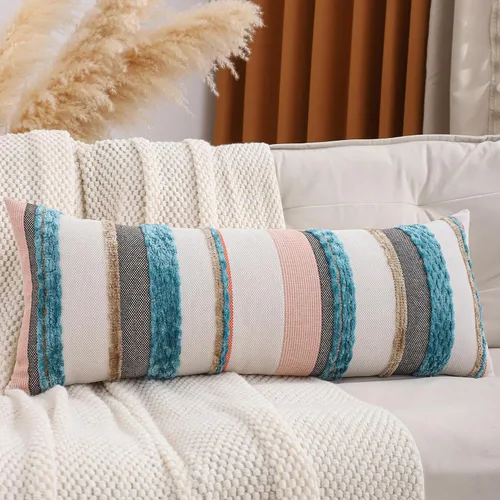 Miniatura 22 de Juego de 2 fundas de almohada bohemias de 18 x 18 pulgadas, fundas de almohada decorativas de felpilla con patrón de granja para decoración del hogar