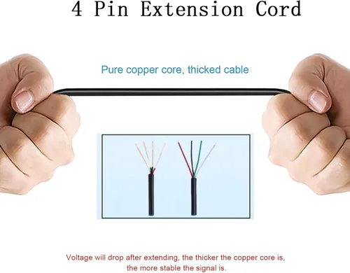 Miniatura 4 de 4 piezas de cable de extensión para luces LED de roca, cable de extensión LED de 4 pines, kits de acento de neón RGB para extensión de luces LED