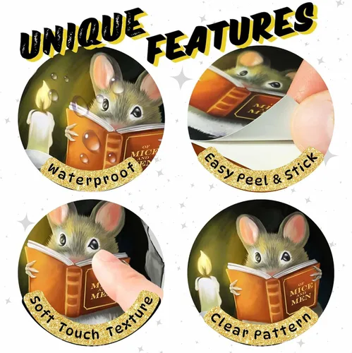 Miniatura 5 de Ratón Leyendo Libro, Adhesivo Decorativo para Pared, Habitación de Niños, Aula, Hogar, Dormitorio, Librero, Amante de los Libros, de Ratones