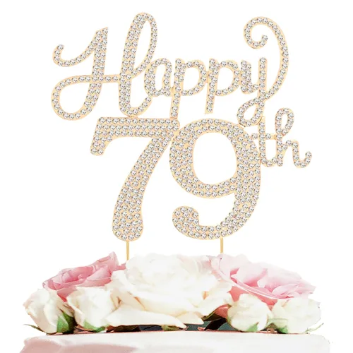 Miniatura 151 de LASKYER Decoración de feliz cumpleaños número 10, decoración de pastel de diamantes de imitación dorados de 10º cumpleaños – Letrero de metal
