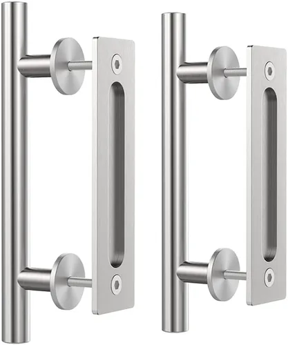 Miniatura 8 de WINSOON 1 paquete de 12 herrajes de manijas corredizas para puerta de granero con tirador empotrado de diseño de doble cara, kit de manijas