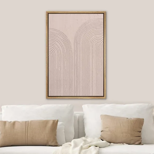 Miniatura 3 de SIGNWIN Lienzo enmarcado para pared, diseño retro pastel, anillo geométrico en espiral, ilustraciones de formas abstractas, arte moderno