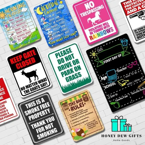 Miniatura 6 de Honey Dew Gifts - Cartel de estilo pizarra de tiza como accesorio para toma de fotos en la escuela, kínder, preescolar, letrero de estaño