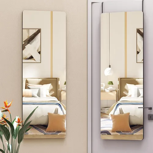 Miniatura 9 de Hasipu - Espejo de puerta de cuerpo completo, 51 x 16 pulgadas, espejo de pared de cuerpo completo para colgar sobre la puerta, espejo para Blanco