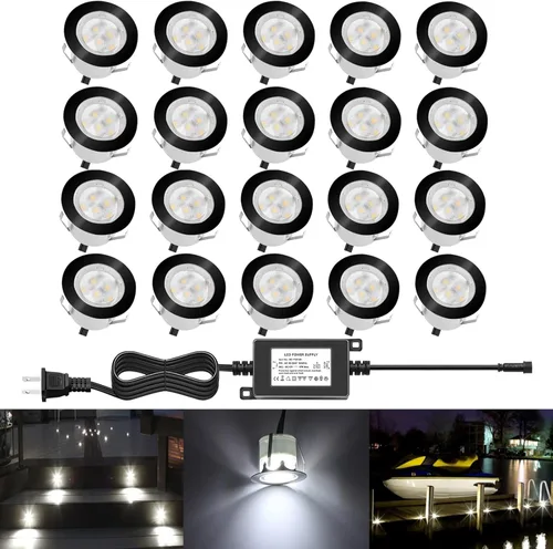 Miniatura 15 de lámpara LED decorativa de bajo voltaje de 1 vatio, impermeable, para exteriores, patio, jardín, escaleras Blanco cálido
