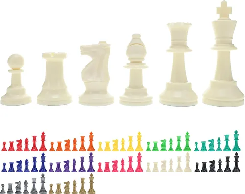 Miniatura 18 de WE Games - Piezas de ajedrez Staunton de plástico brillante en color con rey de 3.75 pulgadas - Juego de ajedrez de mitad de piezas solamente