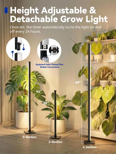 Miniatura 5 de GLOWRIUM Luces de cultivo para plantas de interior, luces de cultivo de plantas verticales de 36W con temporizador automático, luz de cultivo LED