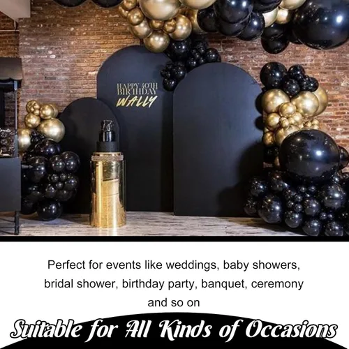 Miniatura 7 de Juego de 3 fundas de spandex ajustables para arco de boda, fondo negro, fundas redondas para soporte Chiara para boda, fiesta de cumpleaños, baby