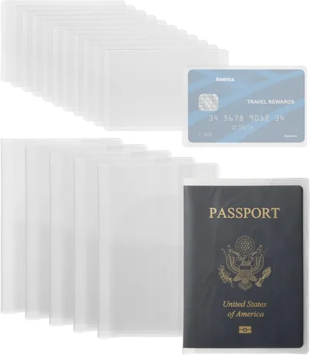 Cosmos Funda de PVC translúcida para pasaporte, incluye 6 fundas para pasaporte y 12 fundas protectoras para tarjetas, cartera unisex impermeable,