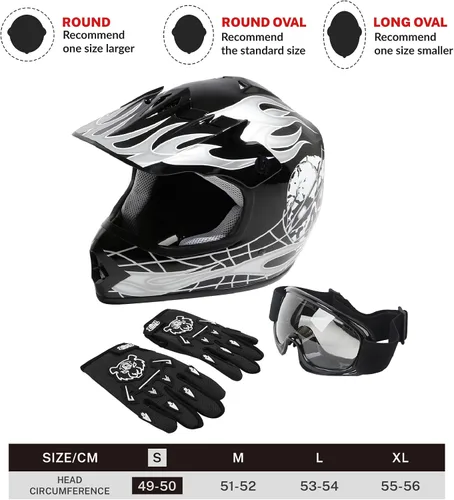 Miniatura 6 de SLMOTO Casco de motocross para niños y jóvenes, casco de motocicleta todoterreno para motocross, ATV aprobado por DOT, casco de calavera negra, Azul