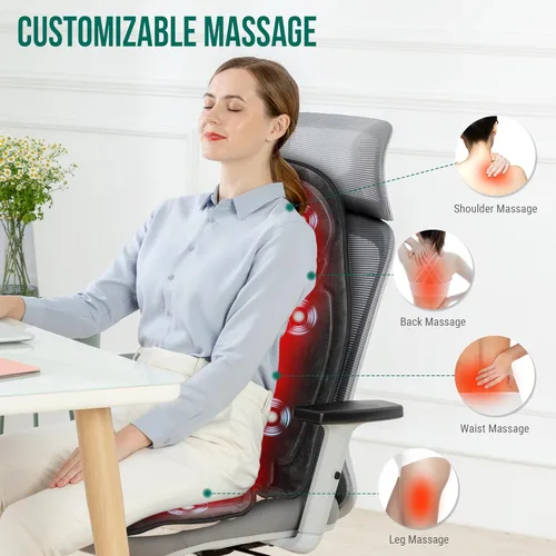 Miniatura 2 de Snailax Masajeador de espalda con calor, cojín de asiento de masaje por vibración con 6 motores vibratorios y 2 niveles de calor, almohadilla