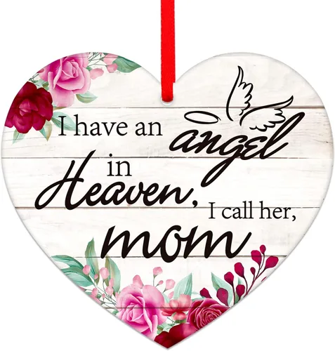 Miniatura 9 de SICOHOME Adorno conmemorativo para abuela, recuerdo con texto en inglés "I Have an Angel in Heaven", regalos de condolencias por la pérdida