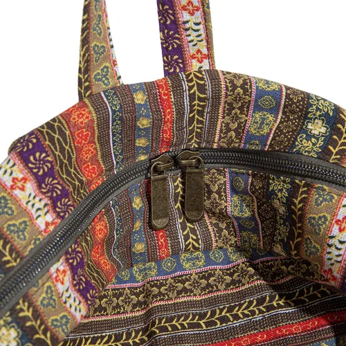 Miniatura 9 de OPQRSTU Bolso de mano hippie para mujer, bolso bohemio de gran capacidad, mochilas de moda turística portátil, Verde Amarillo, Grande, Bohemio