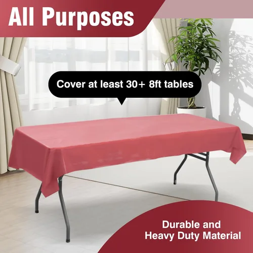 Miniatura 24 de Rollo de plástico para cubierta de mesa color verde manzana, 40 pulgadas x 100 pies, rollo de plástico resistente para cubierta de mesa de banquetes