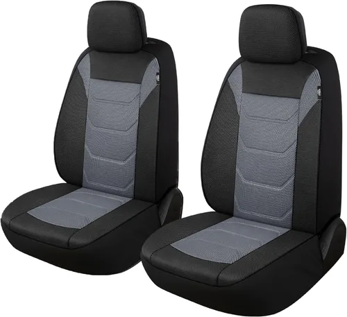 Miniatura 11 de Pariiaotin Juego completo de fundas de asiento de automóvil de malla de aire 3D, lavables y transpirables, tela premium, fundas de asiento de Negro