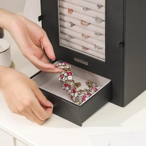 Miniatura 7 de Homde Organizador de joyas con ganchos transparentes para collares de ventana, regalo para mujeres, caja de joyería para collares, anillos, aretes