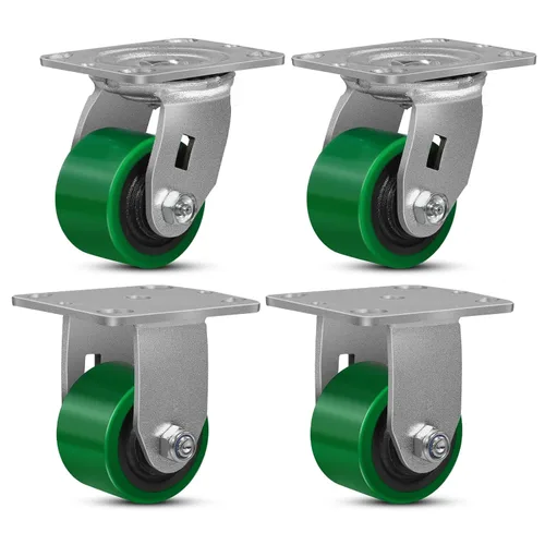 Miniatura 78 de Ruedas giratorias, ruedas industriales de 4 pulgadas resistentes, poliuretano en rueda de acero, ruedas giratorias de placa superior