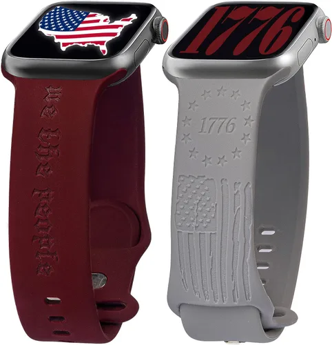2 correas grabadas compatibles con Apple Watch Band 1.732 in 1.575 in 1.772 in, correa deportiva de silicona para mujeres y niñas, correa deportiva