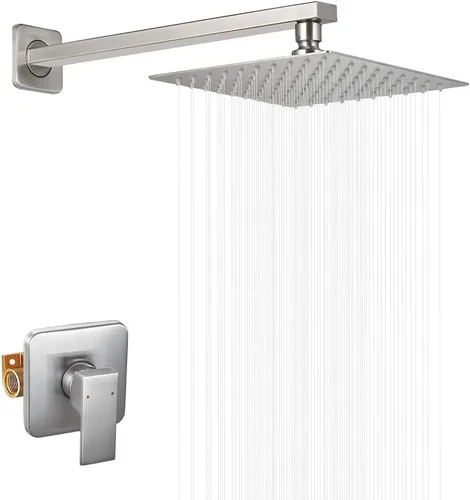 Miniatura 13 de Juego de grifo de ducha negro mate para baño, sistema de ducha de lluvia de lujo con cabezal de ducha de lluvia, kit de molduras de ducha de una