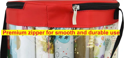 Miniatura 6 de Freegrace Organizador de urdimbre de regalo, bolsa grande de almacenamiento de rollos de papel de regalo de 9 x 40.9 pulgadas, resistente a Rojo
