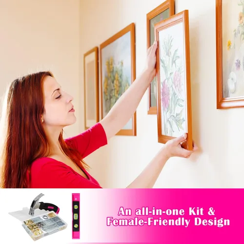 Miniatura 5 de Kit para colgar cuadros TOYIEW, 315 piezas de accesorios para colgar con ganchos, alambre, clavos, anilla en forma de D, kit para colgar en la pared