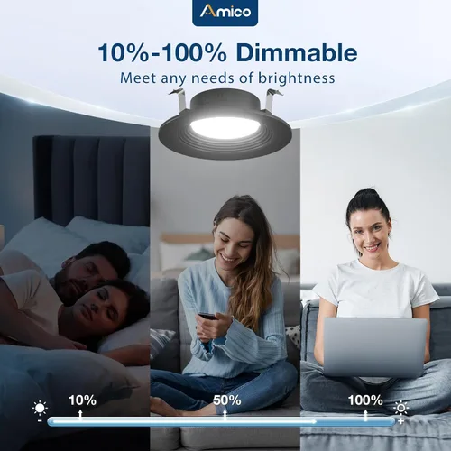 Miniatura 3 de Amico Paquete de 24 luces LED empotrables 5CCT de 4 pulgadas, regulable, 8.5 W = 60 W, 650 LM, 2700 K/3000 K/4000 K/5000 K/6000 K seleccionables