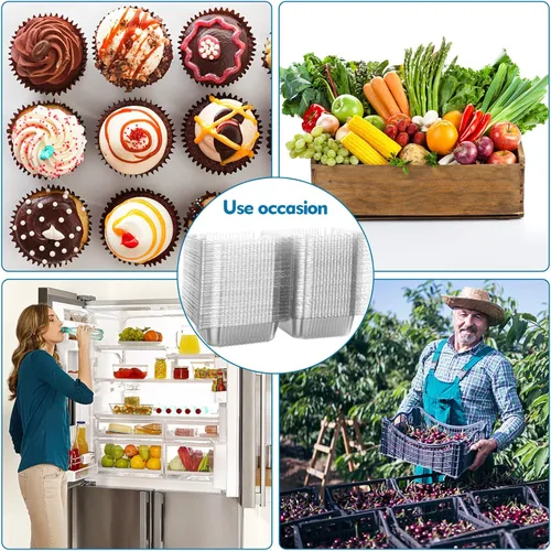 Miniatura 6 de 250 unidades de 5 x 5 pulgadas Clamshell bandeja para llevar recipientes de plástico con bisagras para alimentos, caja de comida desechable