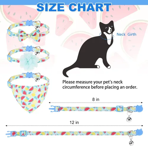 Miniatura 2 de Collares Separables para Gatos con Campana y Lindas Colgantes - Paquete de 3 Collares Ajustables de Seguridad para Gatitos - Decoración para Gatos