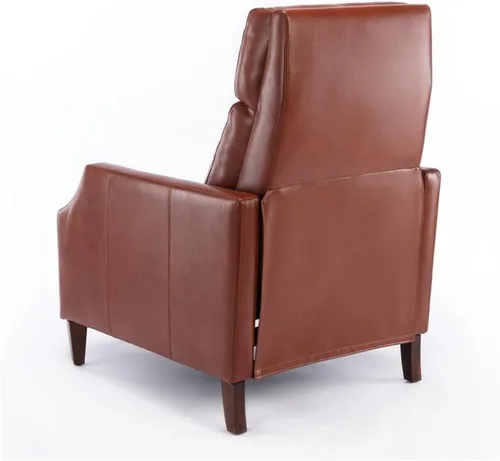 Miniatura 8 de Balantyne - Sillón reclinable de piel sintética color caramelo con patas de madera