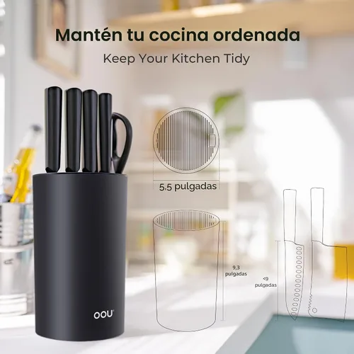 Miniatura 5 de Porta Cuchillos Universal OOU Sin Cuchillos, Soporte de Cuchillos de Cocina Redondo, Almacenamiento de Cuchillos Desmontable para Fácil Limpieza