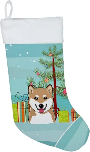 Miniatura 22 de Caroline's Treasures BB1590CS Árbol de Navidad y Alaskan Malamute Calcetines de Navidad para colgar en la chimenea, decoración de fiesta de Navidad