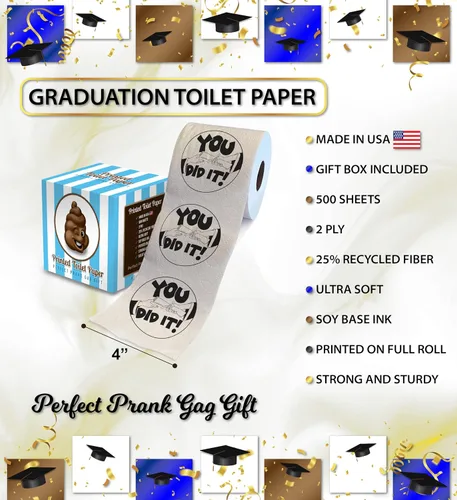 Miniatura 3 de Printed TP You Did It! - Papel higiénico impreso, divertido rollo de papel higiénico para bromas, sorpresa, decoración de baño, regalo novedoso