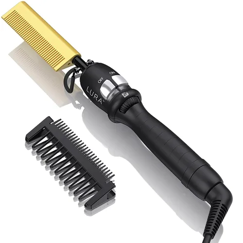 Peine caliente de 200-500 °F: peine caliente eléctrico para pelucas de encaje frontal, peines de presión eléctricos para cabello negro, peine