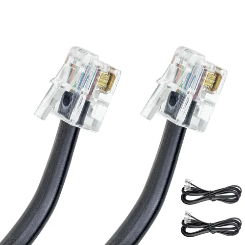 Volcora Paquete de 2 cables de datos RJ11/RJ12 de 5 pies – Extensión de alta velocidad de 6 pines de alta velocidad para caja registradora,
