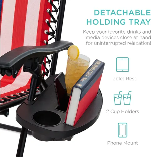 Miniatura 6 de Best Choice Products - Juego de 2 sillas reclinables y ajustables de malla y acero, sillas con sensación gravedad cero con cojines y bandejas