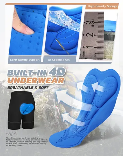 Miniatura 3 de Ally Pantalones cortos de ciclismo de montaña para hombre, acolchados en 4D, ligeros, holgados, con bolsillos con cremallera, para ciclismo