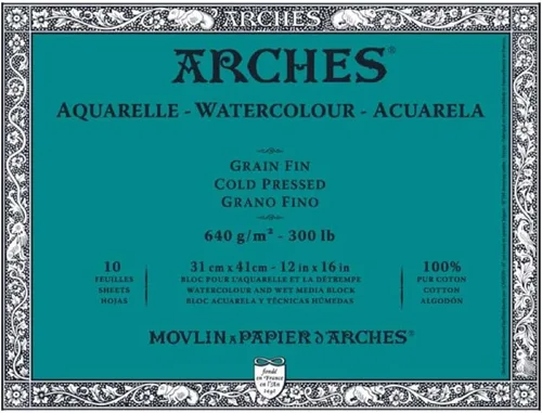 Arches Bloque de papel de acuarela, prensa en frío, 12 x 16 pulgadas, 300 libras (1795067)