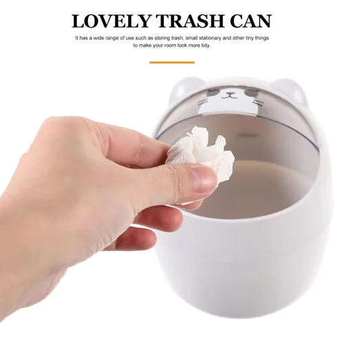 Miniatura 4 de VANZACK Mini bote de basura con tapa, papelera de escritorio, cubos de basura pequeños para escritorio