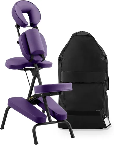 Silla de masaje portátil plegable ajustable de aluminio ligero con mochila 402 Keanu (violeta inglés)