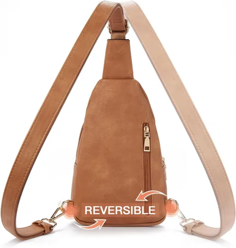 Miniatura 5 de Telena Riñonera pequeña para mujer, de cuero, cangureras, bolsa de pecho para mujer