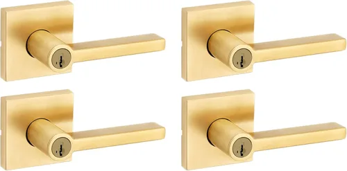 Miniatura 22 de Kwikset Halifax Manija interior de puerta de privacidad con cerradura, manija de puerta para baño y dormitorio, cerradura de botón de presión sin