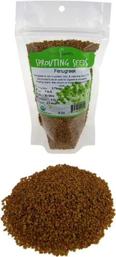 Handy Pantry Semillas orgánicas de germinación de fenogreco -1/2 libras (8 onzas)- Semillas para plantar, hidroponía, brotes en crecimiento,
