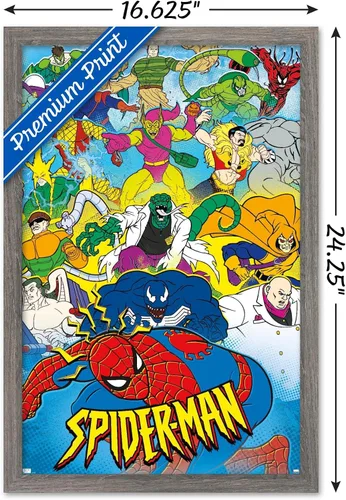 Miniatura 3 de Trends International Marvel Comics Spider-Man - Póster animado de pared de los años 90, 22.4 pulgadas de largo x 14.7 pulgadas, versión enmarcada