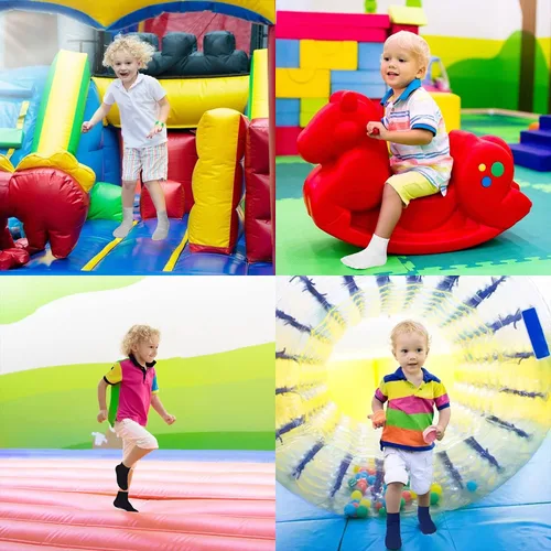 Miniatura 2 de Calcetines antideslizantes para niños, calcetines de corte medio para niños pequeños y niñas (0-7 años), 12 pares de calcetines antideslizantes
