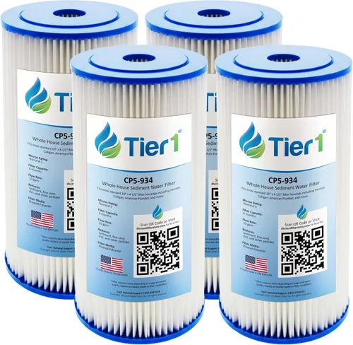 Miniatura 9 de Tier1 Filtro de agua de 5 micras de 10 x 4.5 pulgadas Cartucho de filtro de sedimentos de poliéster plisado para toda la casa Reemplazo