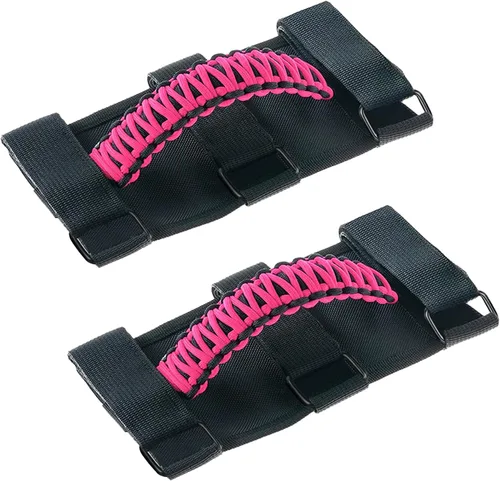 Miniatura 23 de Savadicar Paquete de 4 Asas de Agarre de Barra Enrollable Compatible con 1955-2023 Jeep Wrangler CJ YJ TJ JK JL 4XE & Gladiator JT, Soporte de Negro