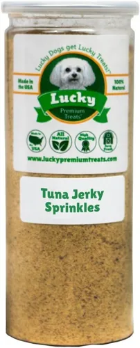 Lucky Premium - Gránulos de atún – Decoración de comida para perros hecha con atún real, condimento para añadir sabor a cada comida (16 onzas)